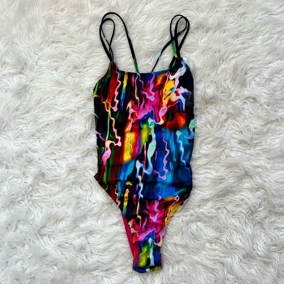 Nike Other - Nike Cross back Electric Watercolor Multi Swimsuit US 8 🌈🦄